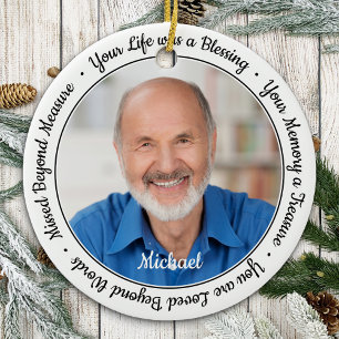 Modern Remembrance Memorial Personalised 2 Photo Ceramic Ornament
