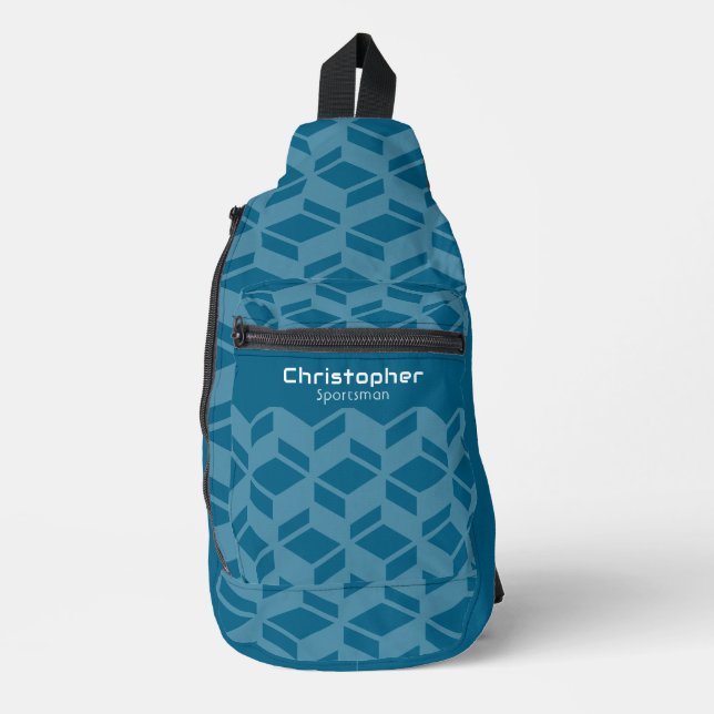 Modern Repeat Pattern Teal  Sling Bag (Front)