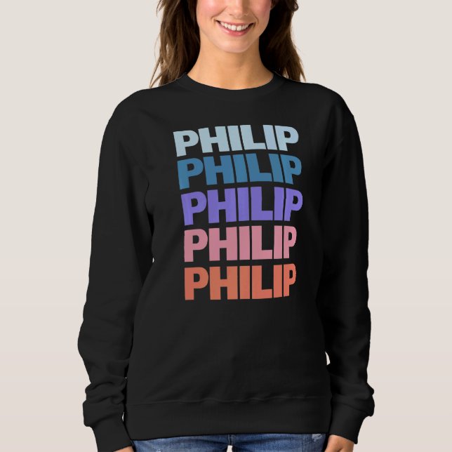 Modern Repeated Text Philip Sweatshirt (Front)