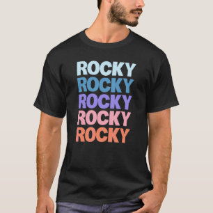 Modern Repeated Text Rocky Grandpa Granddad T-Shirt