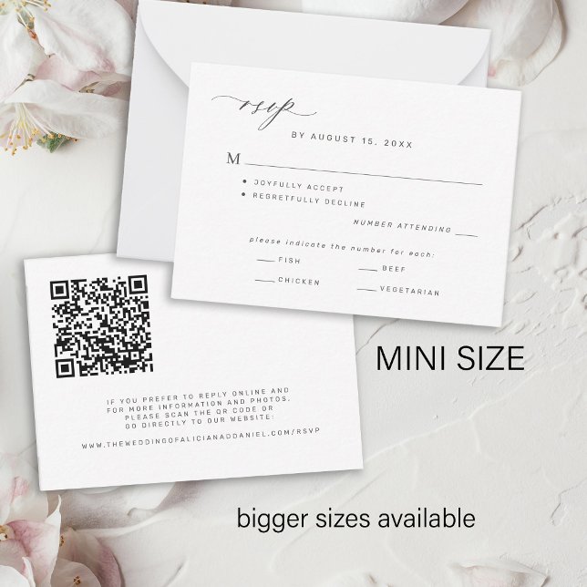 Modern reply by mail or scan QR code wedding RSVP Card (Creator Uploaded)