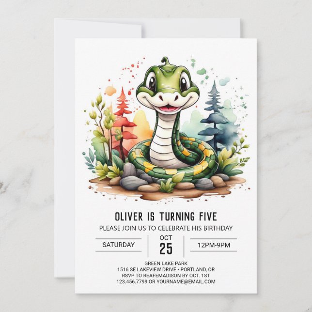 Modern Reptile Celebration Birthday Invitation (Front)