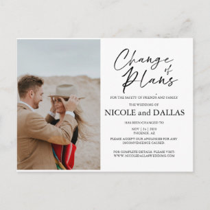 Modern Rescheduled Wedding Change of Plans DateR Postcard