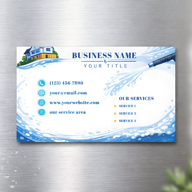 Modern Residential pressure washing Depth Magnetic Business Card (Creator Uploaded)