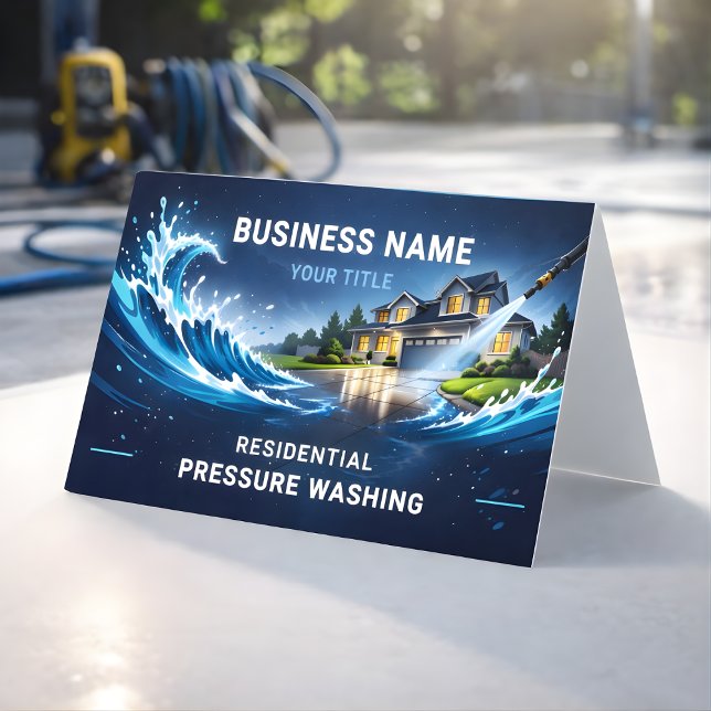 Modern Residential Pressure Washing Wave Business Card (Creator Uploaded)