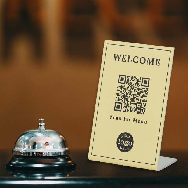 Modern Restaurant Cafe Menu QR Code Business Logo Pedestal Sign (Modern Restaurant Cafe Menu QR Code Business Logo Pedestal Sign)