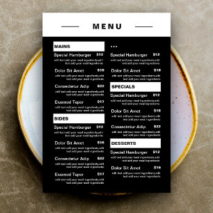 Modern Restaurant Food Drinks Menu   Price List