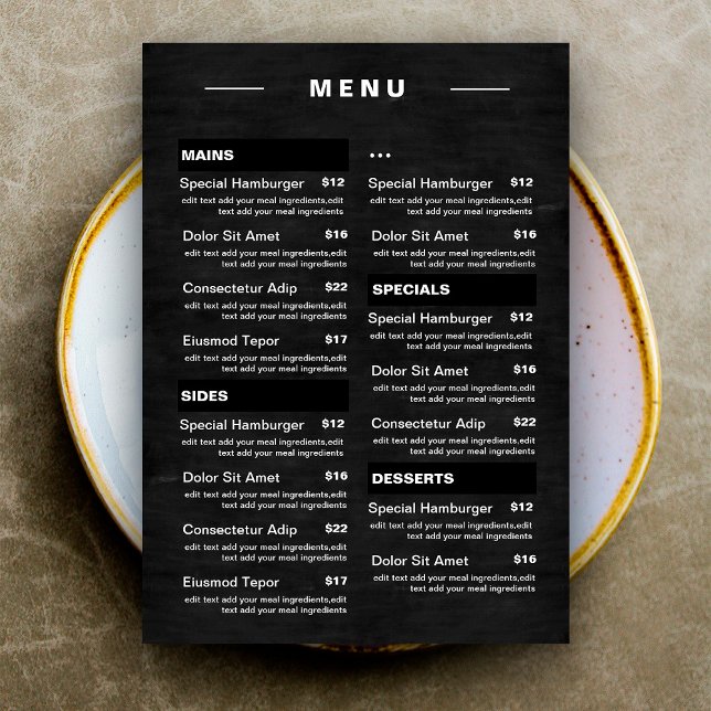 Modern Restaurant Food Drinks Menu | Price List (Creator Uploaded)