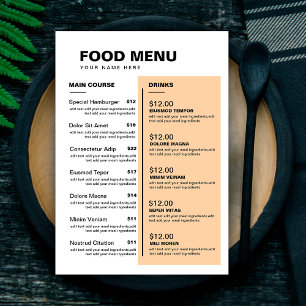 Modern Restaurant Food Drinks Menu Price List