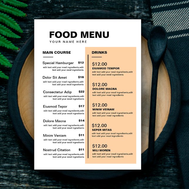 Modern Restaurant Food Drinks Menu | Price List (Creator Uploaded)