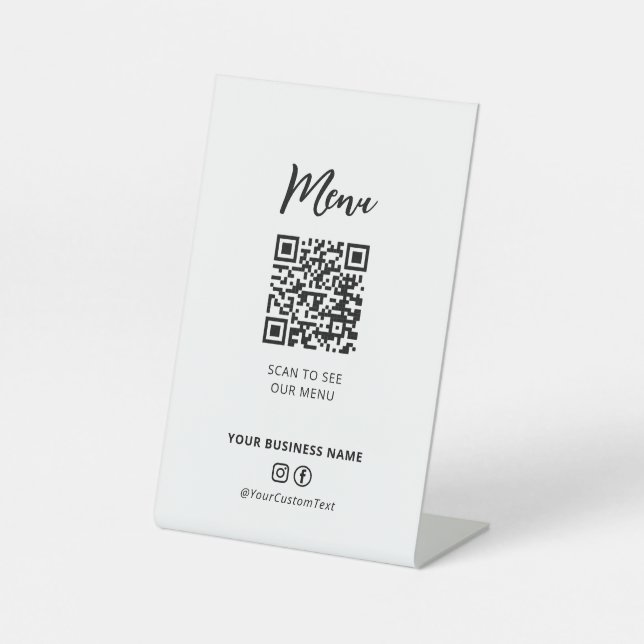 Modern Restaurants Menu QR code Social Media Sign (Front)
