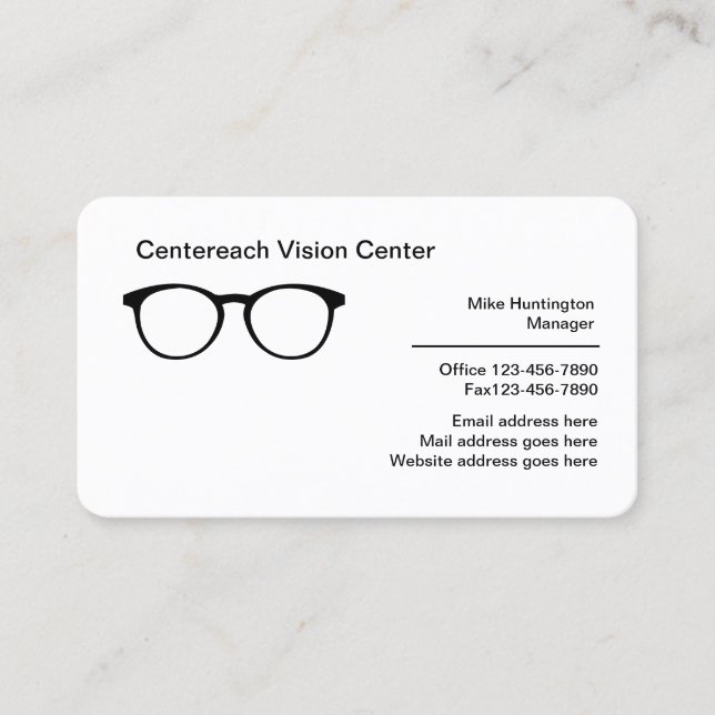 Modern Retail Vision Center Business Card (Front)