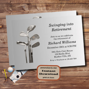 Modern Retirement Golf Sport Golfclubs  Invitation