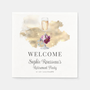 Modern Retirement Party Champagne Glitter  Napkin