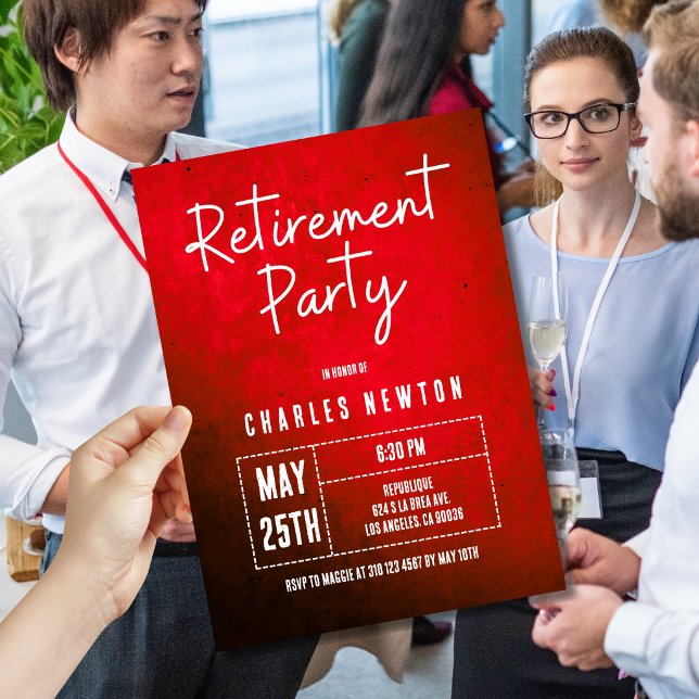 Modern Retirement Party Invitation | Red Gradient (Creator Uploaded)
