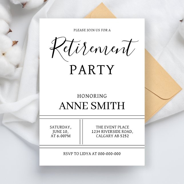 Modern Retirement Party Simple Retired Celebration Invitation (Creator Uploaded)