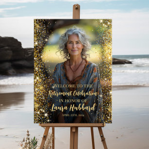Modern retirement photo welcome sign
