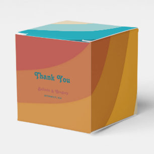 Modern Retro 70's Colourful Rainbow Waves Wedding  Favour Box