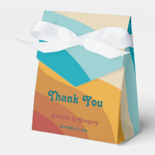 Modern Retro 70's Colourful Rainbow Waves Wedding Favour Box