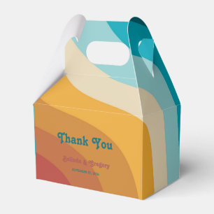 Modern Retro 70's Colourful Rainbow Waves Wedding  Favour Box