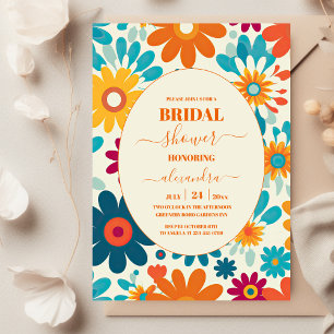 Modern Retro 70's Daisy Bridal Shower Invitation