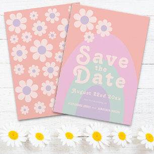 Modern Retro 70s Pastel Wedding Save The Date