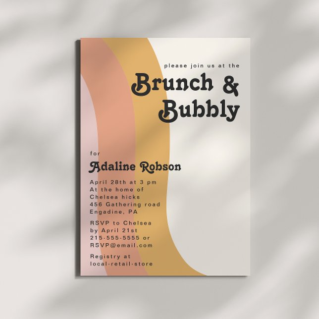 Modern Retro 70's Rainbow Brunch and Bubbly Invitation (Creator Uploaded)