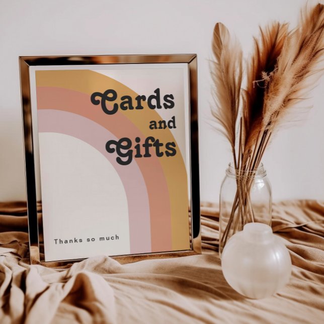 Modern Retro 70's Rainbow | Cards and Gifts Sign (Creator Uploaded)