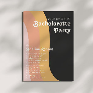 Modern Retro 70's Rainbow Dark Bachelorette Party Invitation