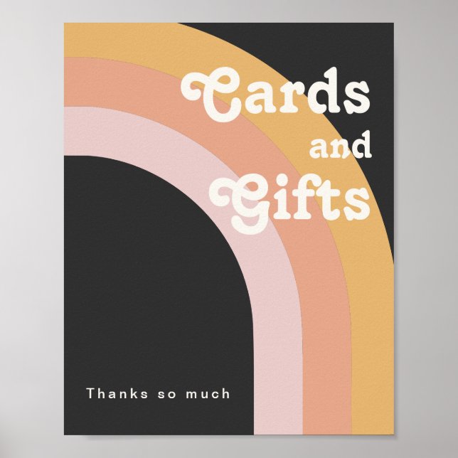 Modern Retro 70's Rainbow | Dark Cards and Gifts Poster (Front)