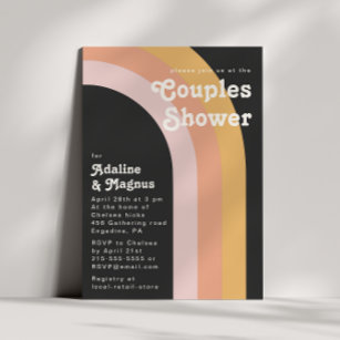 Modern Retro 70's Rainbow Dark Couples Shower Invitation
