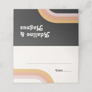 Modern Retro 70's Rainbow   Dark Folded Place Card