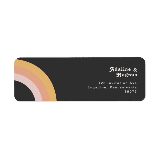 Modern Retro 70's Rainbow | Dark Return Address Label (Front)