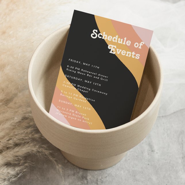 Modern Retro 70's Rainbow Dark Schedule of Events Enclosure Card (Creator Uploaded)