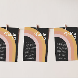 Modern Retro 70's Rainbow Dark Table Number Chart