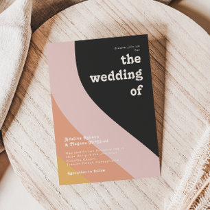 Modern Retro 70's Rainbow Dark The Wedding Of Invitation