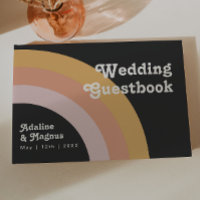 Modern Retro 70's Rainbow Dark Wedding Guestbook