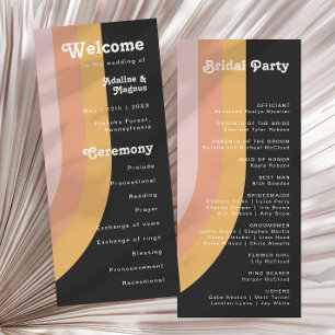 Modern Retro 70's Rainbow Dark Wedding Program
