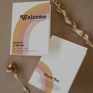 Modern Retro 70's Rainbow Folded Wedding Program