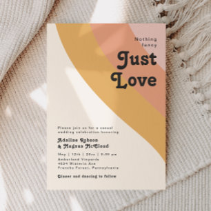 Modern Retro 70's Rainbow Just Love Wedding Invitation