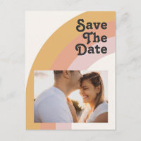 Modern Retro 70's Rainbow Photo Save The Date