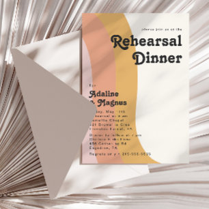Modern Retro 70's Rainbow Rehearsal Dinner Invitation