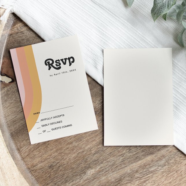 Modern Retro 70's Rainbow RSVP Card (Creator Uploaded)