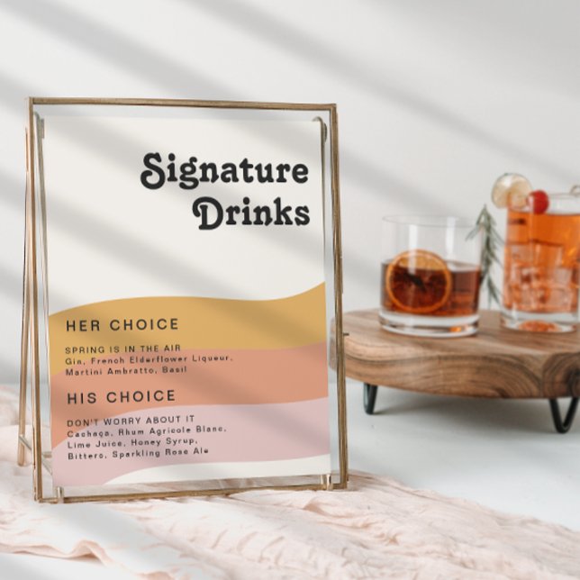 Modern Retro 70's Rainbow Signature Drinks Sign (Creator Uploaded)