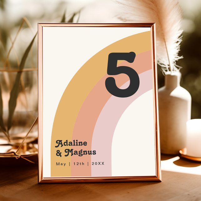 Modern Retro 70's Rainbow | Table Number (Creator Uploaded)