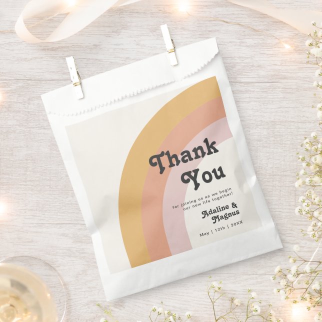 Modern Retro 70's Rainbow Thank You Favour Bag (Clipped)