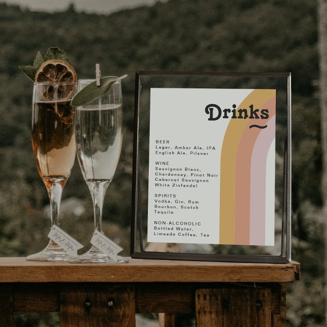 Modern Retro 70's Rainbow Wedding Drinks Menu Sign (Creator Uploaded)