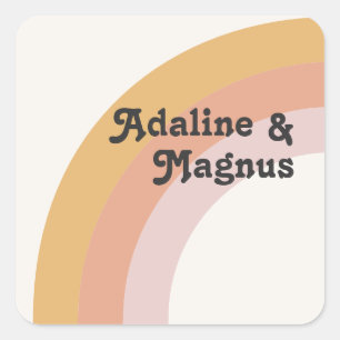 Modern Retro 70's Rainbow   Wedding Envelope Seals