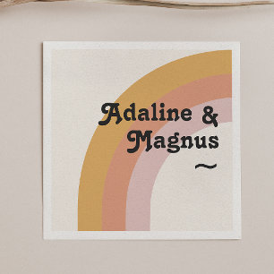 Modern Retro 70's Rainbow   Wedding Napkins