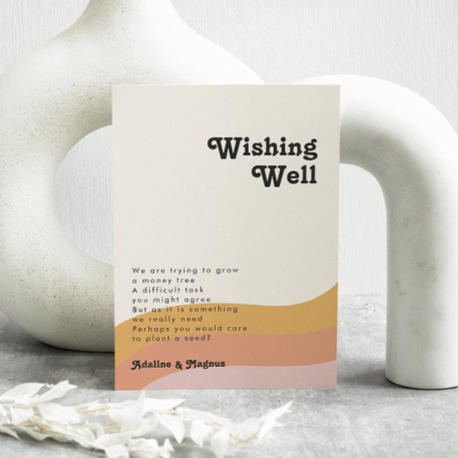 Modern Retro 70's Rainbow Wedding Wishing Well Enclosure Card (Creator Uploaded)